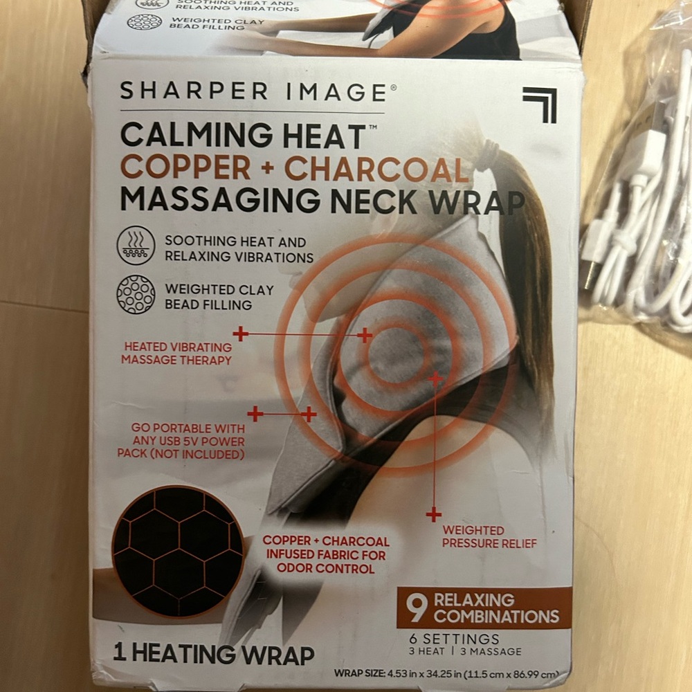 Sharper Image Gray and Black Massaging Neck Wrap